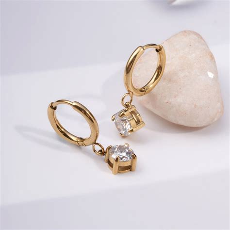 Golden Sparkle Drop Hoops – PALMONAS