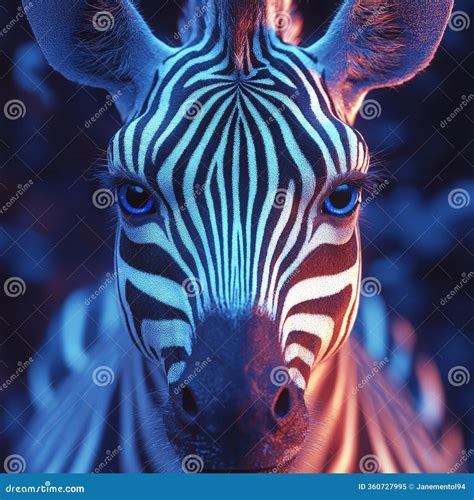 A Dramatic Close-up of a Zebra with Piercing Blue Eyes and Sharp ...