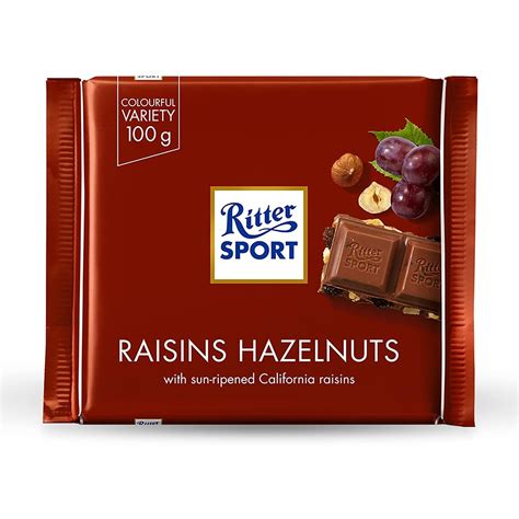 Ritter Sport Raisins & Hazelnut Milk Chocolate 100 Grams | Imported ...