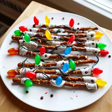 Festive Pretzel Sticks Dipped in Colorful Candy