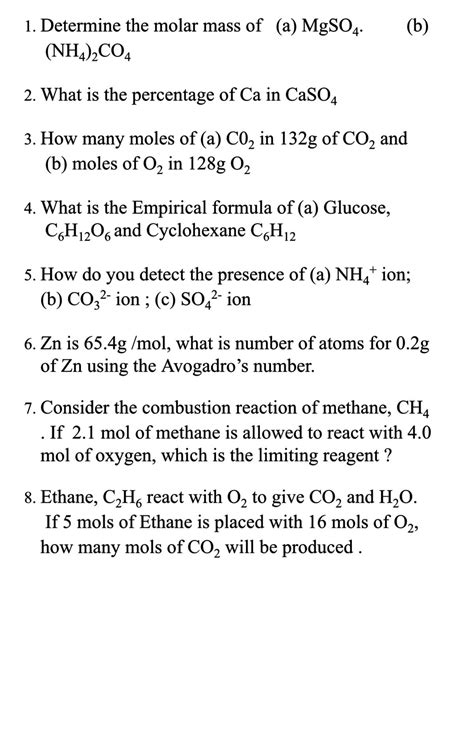 Answered: 1. Determine the molar mass of (a)… | bartleby
