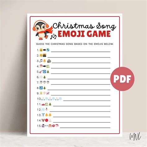Christmas Song Emoji Game for Christmas Party Game, Emoji Pictionary ...