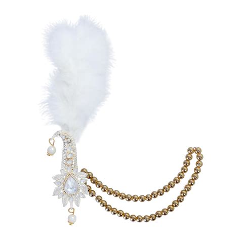 Buy PRIYAKANT SAFAWALA Groom Brooch With Feather/Kalangi And Moti Mala ...