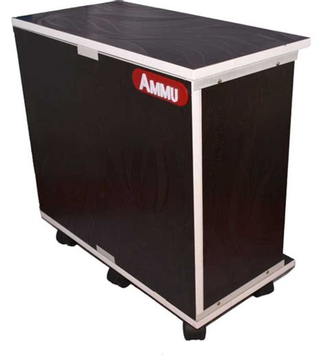 AMMu Wooden Trolley with Tray (Coffee Color) Trolley for Inverter and ...