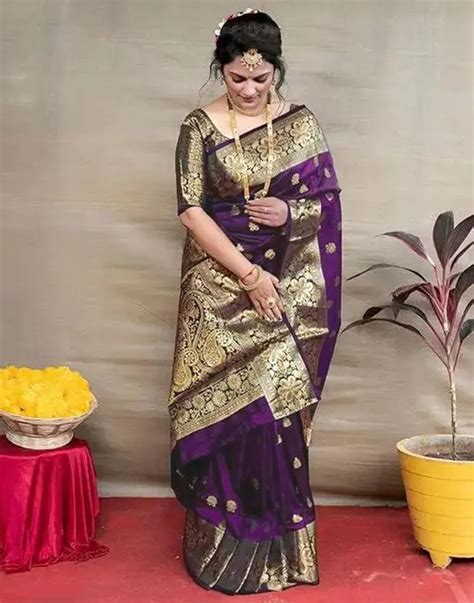Wine Silk Woven Banarasi Saree – Sudathi