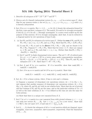 Tut1 matrix operations - MA 106 : LINEAR ALGEBRA : SPRING 2023 MATRIX ...