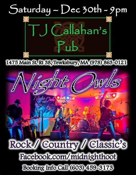 Night Owls are back at TJ Callahans Pub in Tewksbury, Come and ...