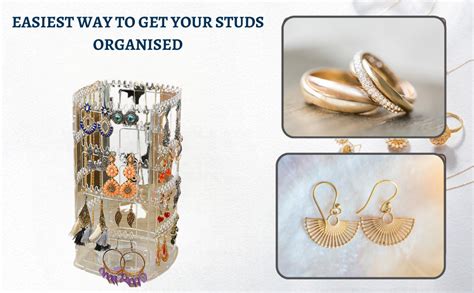 ABOUT SPACE Rotating Earrings Stand Jewelry Display Organiser With 212 ...