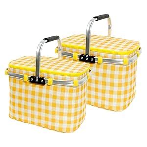 Kuber Industries Picnic Basket with Lid | Shopping Basket with Aluminum ...