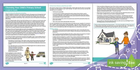 Choosing Your Child's Primary School Parent and Carer Information Sheet