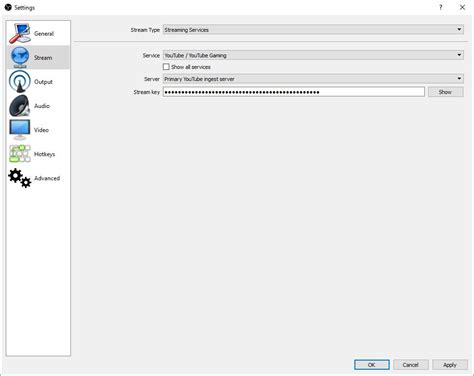 Image result for Stream Key YouTube OBS