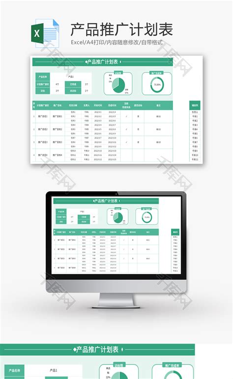 自动生成网店推广计划表Excel模板下载-包图网