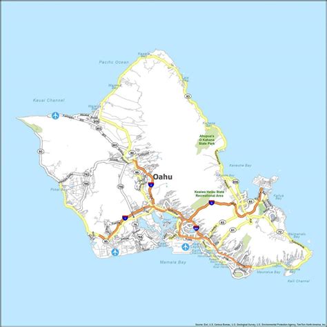 Map of Oahu Island, Hawaii - GIS Geography