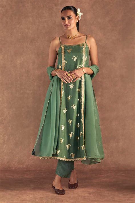 Shop Moss Green Irisbud Embroidered Anarkali Set by MASABA at House of ...