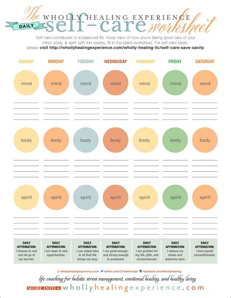 Self Care Worksheet