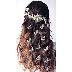 Hair Flare Small Crystal and Mini Pearl Hair Clips with Flower Design ...