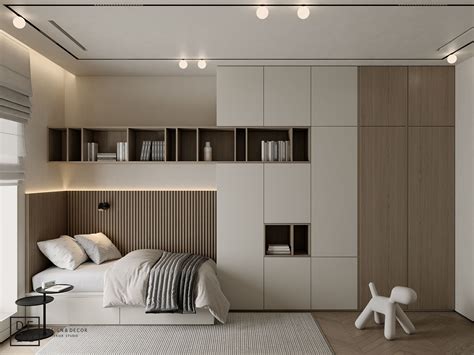 Modern Bedroom with White and Wood Furniture