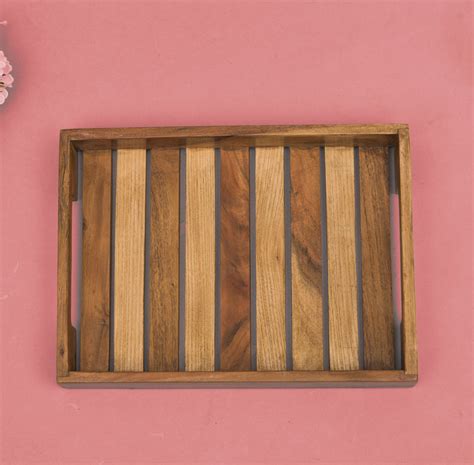 Mixwood Tray With Plain Handle | Wooden Serving Tray