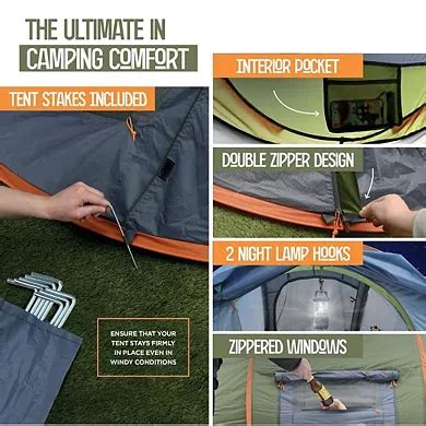 Camping Tent - 4-Person Easy Pop Up Tent with 2 Doors - UPF50 ...