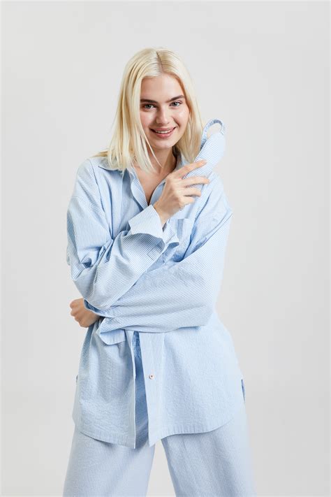 Yew striped ethical-cotton shirt - Blue Stripe – Peachaus