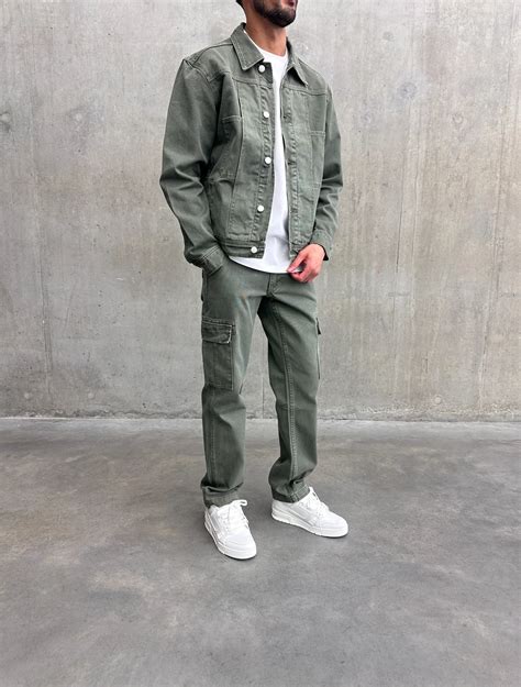 Denim Cargo Pants - Green - SIARR