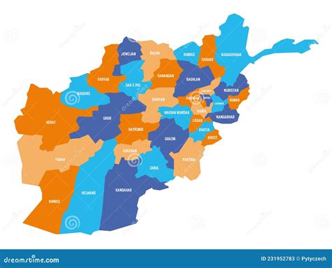 Afghanistan - Map of Provinces Stock Vector - Illustration of vector, shape: 231952783