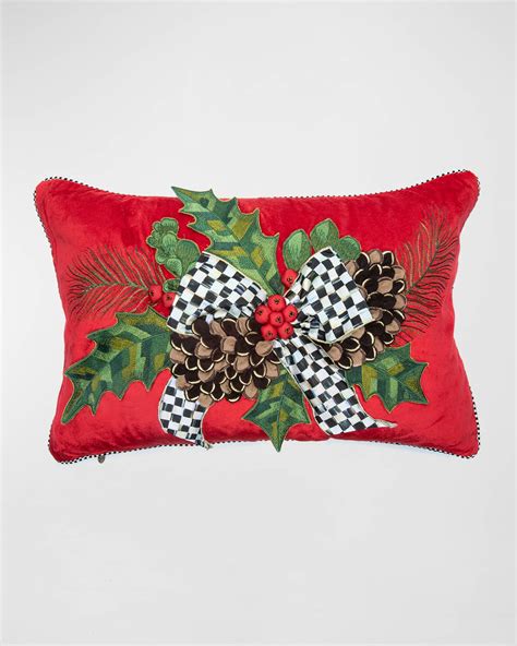 MacKenzie-Childs Holly Holiday Pillow, 20" x 6" | Neiman Marcus