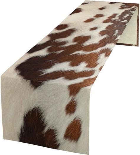Amazon.com: Cow Print Table Runner, Rustic Country Farmhouse Animal Fur ...