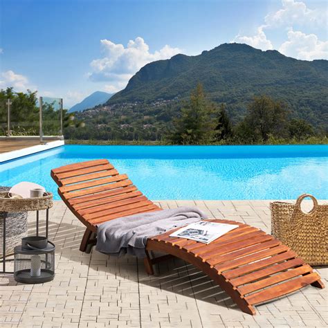 Snapklik.com : Devoko Patio Chaise Pool Lounge Outdoor Folding Wooden ...