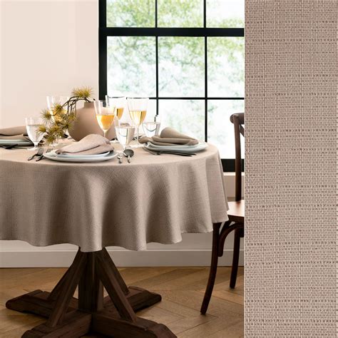 Marlie Stain Resistant Textured Round Tablecloth and Table Linens