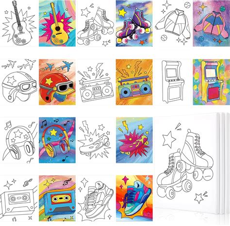 Amazon.com: Ctosree 12 Pcs Pre Drawn Canvas 8 x 10 Inch Canvas Painting ...
