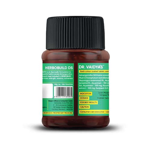 Buy DR VAIDYA'S HERBOBUILD DS( DOUBLE STRENGTH ) -30 CAPSULES - PACK OF ...