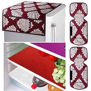 Kuber Industries Flower Design Combo PVC 3 Pieces Fridge Mats, 2 Piece ...