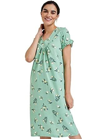 Buy Amazon Brand - Eden & Ivy Cotton Knee Length Women's Nightdress ...