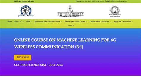 IISc CCE announces 6G ML course with Python, AI modules and evening ...