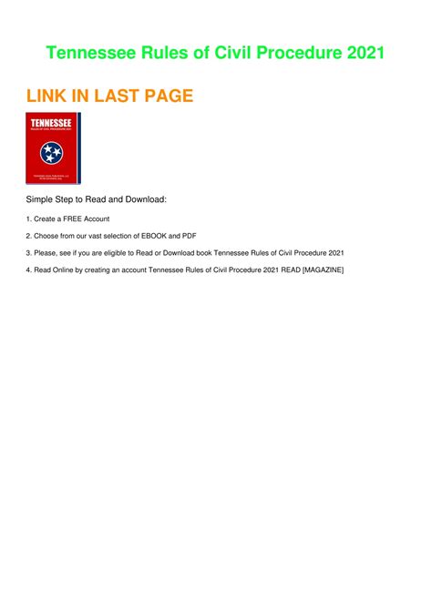 PPT - Download Book [PDF] Tennessee Rules of Civil Procedure 2021 full ...