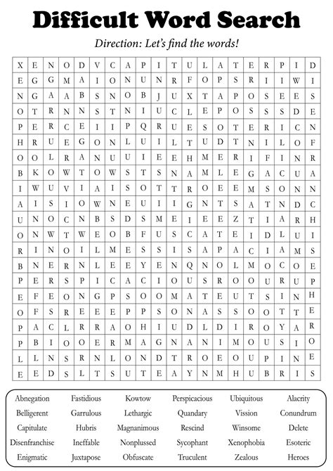 Free Printable Hard Word Searches