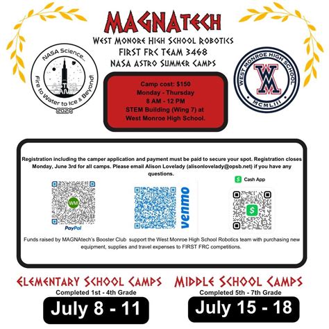 Summer STEM Camps - Middle School, 201 Riggs St, West Monroe, LA, 8 ...