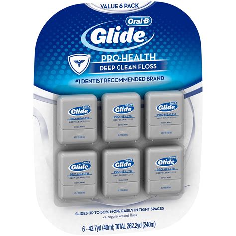 Oral-B Glide Cool Mint Deep Clean Floss, 6 Count, Glide Dental Floss ...