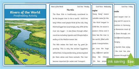 Rivers of the World Proofreading Activity