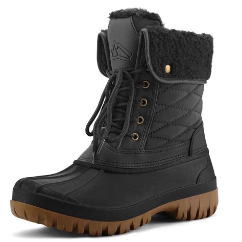 Bocca Women's Insulated Snow Boots Black Mid-calf Winter Boots Lace-up ...