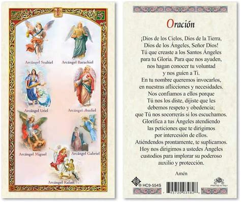 Oracion a Los 7 Arcangeles Laminated Prayer Cards - Pack of 25- in ...
