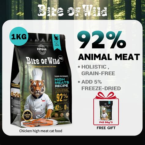 Bite Of Wild Cat Food 1kg 42% High Meat Grain-Free Cat Kibbles Chicken&Deep Seafish Makanan ...