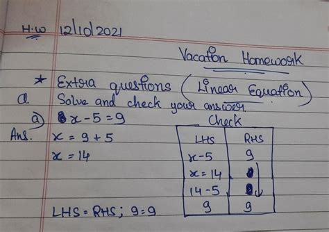 Q.Solve and check your answera)x-5=9b)2x-3=5c)4/5x=15d)1/2x+2=3e)5(x+1 ...