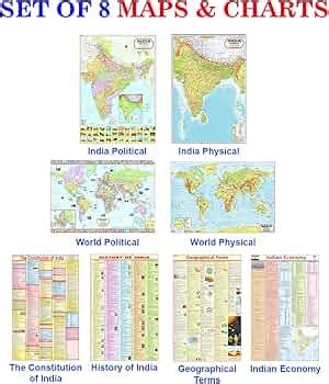 World & India Map (Both Political & Physical) with Constitution of ...