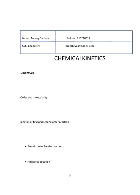 Chemical Kinetics( Anurag Gautam 211210013) - 3 CHEMICALKINETICS ...