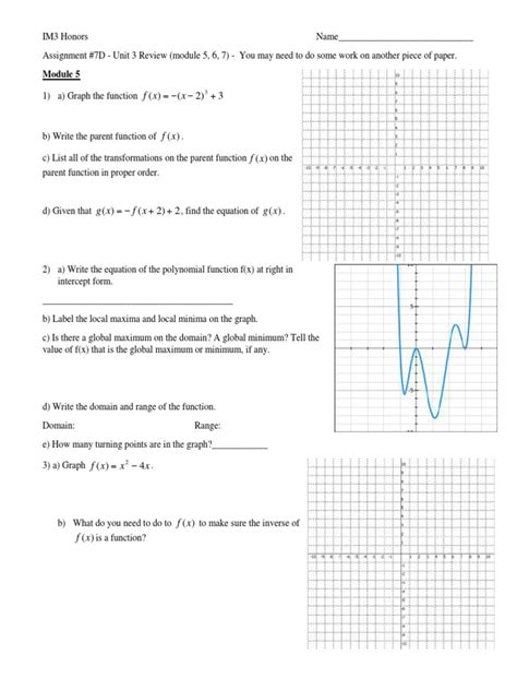 HMH Integrated Math 3 Unit 3 Review | PDF