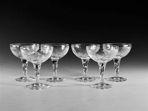 Antique glass champagne glasses set of six Stuart 1930-50 in Antique ...