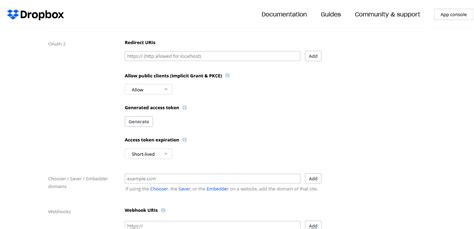 Generate Access Token in Dropbox