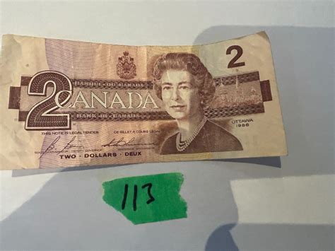 Canadian 2 Dollar Bill 1986